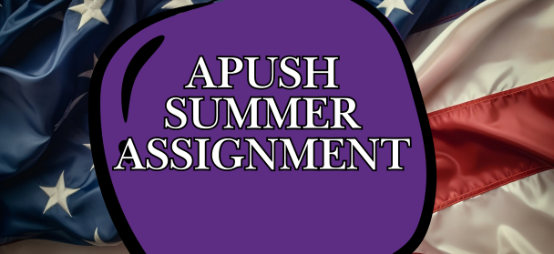  Graphic featuring a purple, rounded shape centered over a background of a waving United States flag